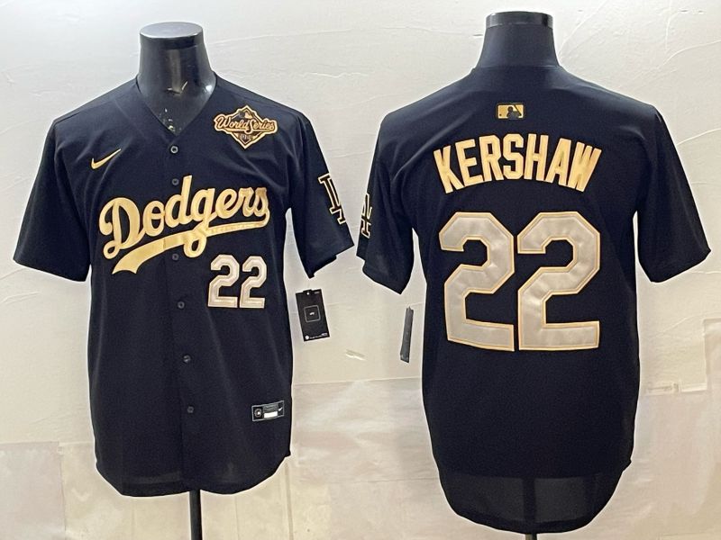 Men Los Angeles Dodgers #22 Kershaw Black Gold Game 2026 Nike MLB Jersey 005->los angeles dodgers->MLB Jersey